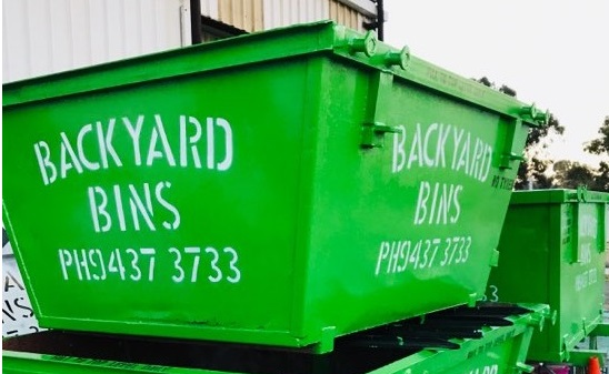 Freshly painted Backyard Bins skip