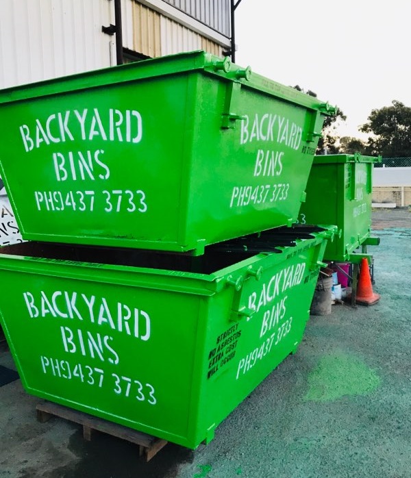 Freshly painted Backyard Bins skips