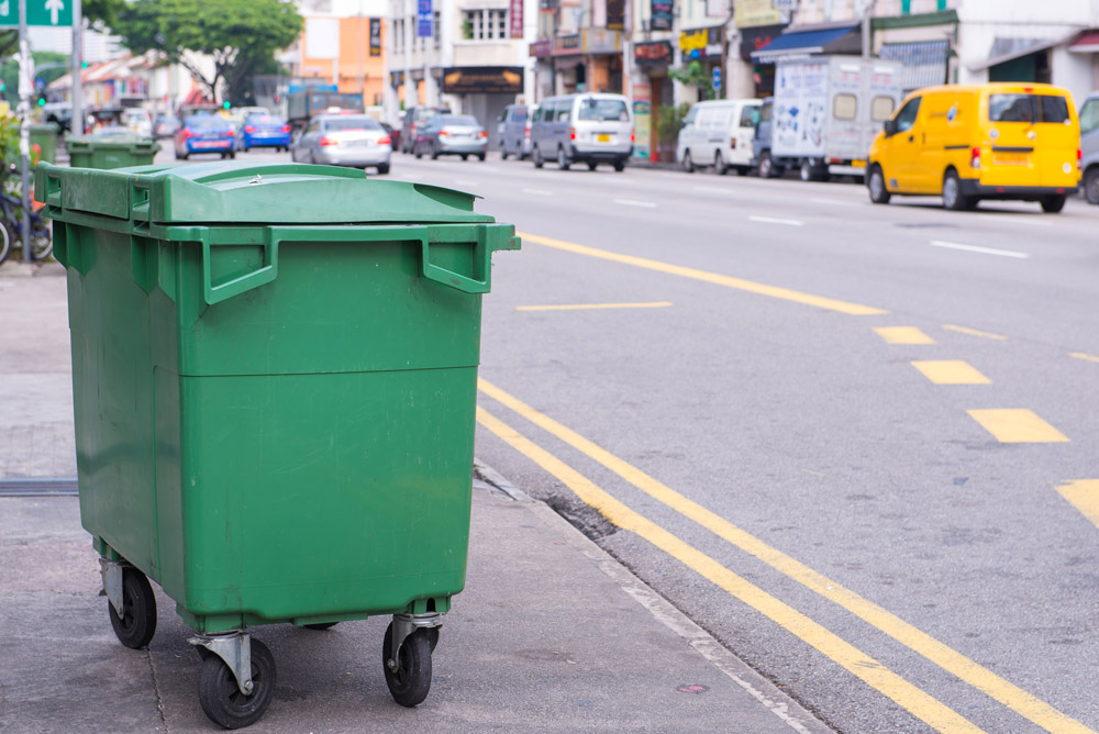 Skip bins on street city