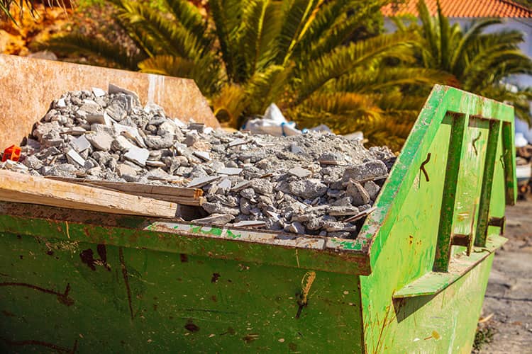 skip bin with construction waste