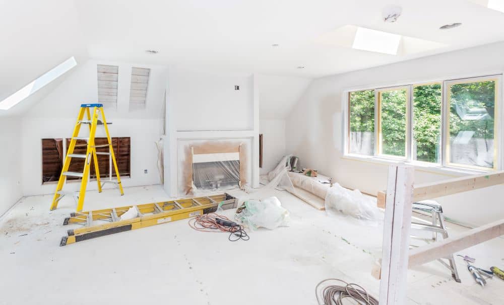 Home living room under renovation.