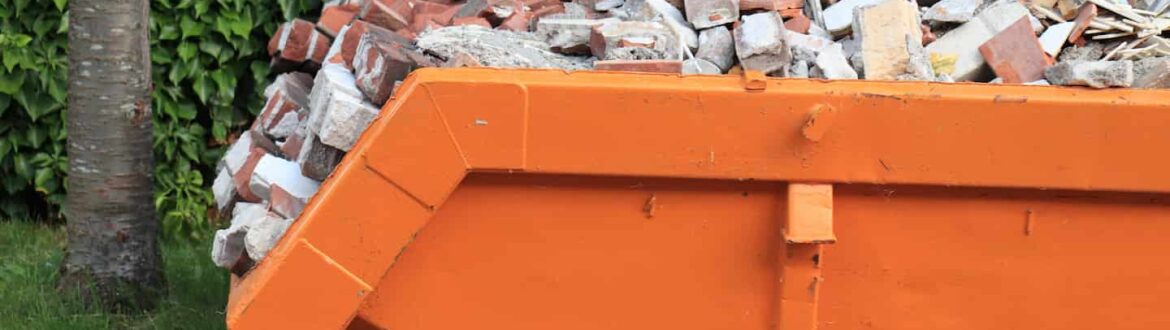 Skip bin full of bricks and construction waste as an example of what skip bin size do I need